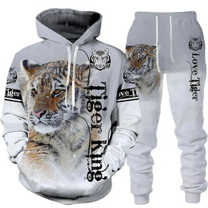 Tracksuit Men Animal 3D Tiger Printed Hoodie + Pants Suit 2 Pcs Sportwear Mens Tracksuit Set Men's Clothing designer clothes men