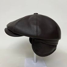 New Men's Cowhide cap Real Leather Earflap Caps Men Real Cowhide Leather Caps Male Fall Winter Genuine Real Cow Leather Baseball