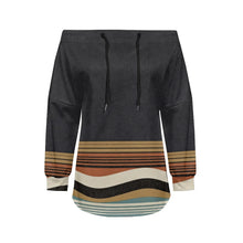 Trendy Off-Shoulder Sweatshirts with Striped & Polka Dot Patterns Drawstring Casual Loose-Fit Top for Women Casual Streetwear