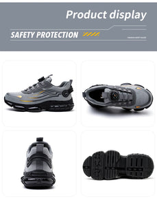 Big Size Men and Women Rotary Buckle Work Safety Shoes Men Air Soft Sole Lightweight Sneakers Protective Fashion Work Shoes