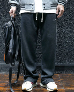 Straight Autumn and Winter Cotton Hip-hop Striped Trousers Male Sports Pants Wide Leg Men's Sweatpants Jogger Big Tall Man Long