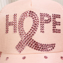 HOPE Believe Pink Ribbon Sparkly Denim Cap Breast Cancer Awareness Washed Dad Hats Rhinestone Bling Breast Cancer Survivor Gifts
