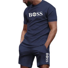 Men's two-piece sportswear, short sleeved T-shirt and pants set, running and fitness sportswear, summer