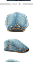 2025 Spring New Washed Denim Hat Men's Beret British Retro Cap Women's Casual Forward Hat