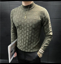 High Quality Half High Collar Knitted Sweater for Men Casual Business Pullover Sweater Slim Fit Warm Knitwear Tops Autumn Winter