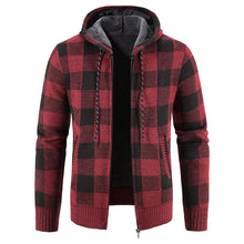 Men's New Plaid Jacket Hooded Sweater Autumn Winter Fleece Outwear Thick Warm Casual Clothing Cold Windbreaker Coat