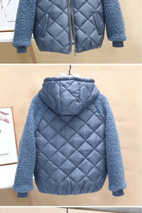 Thin Light Down Cotton Jacket Female Short Coat Autumn Winter Hooded Loose Lamb Wool Cotton Jacket