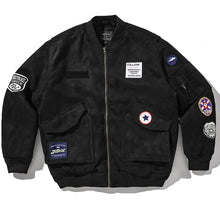 Mens American Heavyweight Padded Bomber Jacket Winter Warm Badge Patch Streetwear Fashion Trendy Coat Korean Hip Hop Parkas Male