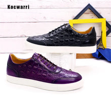 Men's Fashion Casual Leather Shoes Handmade Genuine Leather Crocodile Pattern