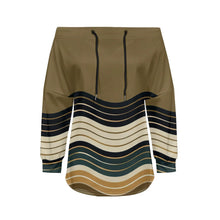 Trendy Off-Shoulder Sweatshirts with Striped & Polka Dot Patterns Drawstring Casual Loose-Fit Top for Women Casual Streetwear