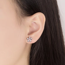 925 Sterling Silver New Jewelry Crystal Zircon Flower Stud Earrings