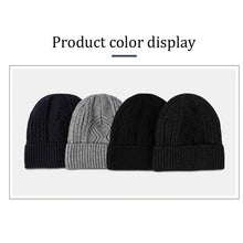 Men's Big Size Knitted Hat for Winter Warm Wool Blend Hat Tide Big Head Thickened Fleece-lined Cold-proof Cotton Beanies 60-65cm