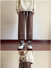 Winter Thickened Fleece Men's Pants Warm Casual Embroidery Letter Fleece Liner Thick Trousers Outdoor Thermal Warm Sweatpants