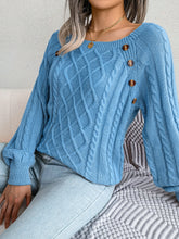 Women Casual Square Collar Buttons Long Sleeve Knitted Pullovers Sweaters