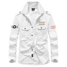 Oversize Men's Shirts Male Long Sleeve Overshirt 6XL Pure Cotton Embroidery Plus Size Military Casual Shirt Men Clothing