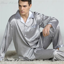 Plus Size Men's Sleepwear 2PCS Pajamas Set Spring Autumn Long Sleeve Trouser Pijamas Suit Loungewear Loose Silk Satin Home Wear