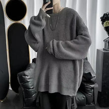 Knit Sweater Male Crewneck Round Collar Pink Men's Clothing Pullovers Solid Color Plain Korean Style Y2k Streetwear Fashion 2025
