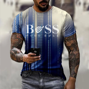 Men's round neck short sleeved T-shirt, 3D printed large casual sweater, fashionable trend, summer