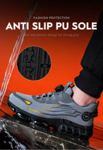 Big Size Men and Women Rotary Buckle Work Safety Shoes Men Air Soft Sole Lightweight Sneakers Protective Fashion Work Shoes