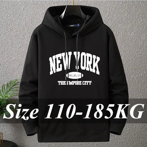 Plus Size Men's Hoodies 7XL 6XL Loose Casual Sweatshirts Fashion Long Sleeve Tops 185KG Hooded Pullover Streetwear Male Clothing