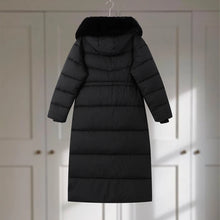 Winter Women Long Down Jacket Fur Hooded Zipper Brown Black Drawstring Padded Cotton Coats Fashion Lady All-matching Outerwear