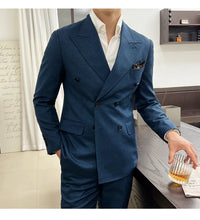 High-quality, fashionable, stylish, versatile and trendy wedding dress sets, dinner sets, men's slimming double-breasted suit se