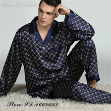 Plus Size Men's Sleepwear 2PCS Pajamas Set Spring Autumn Long Sleeve Trouser Pijamas Suit Loungewear Loose Silk Satin Home Wear