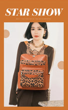 Soft Leopard Interior Compartment Fashion Backpacks Sewing Thread Large Capacity High Quality Bags for Women Pu Women's Handbags