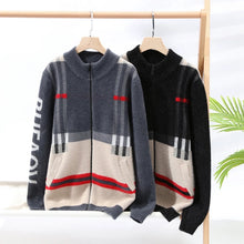 Knit Men 's Cardigan Sweater Coat Men Wool Cotton Sweatercoat Striped Fashion christmas Autumn Knitted Sweater Jacket