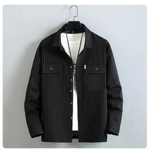 Stripe Sets Men 10XL 11XL Plus Size Suits Stripe Cargo Shirts Jacket Pants Male Fashion Casual Spring Autumn Suits Big Size 11XL