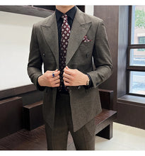 High-quality, fashionable, stylish, versatile and trendy wedding dress sets, dinner sets, men's slimming double-breasted suit se