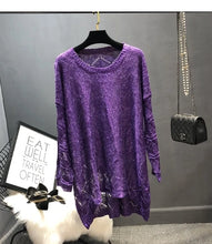 Winter Top Fall Sweaters for  Loose Sequins Glittering Knitted Dress Purple Sweater