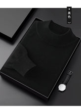 Men's Thick Sweater 100% Cotton Half high collar  Knitted Hoodie Fashion Jacquard Bottom Sweater Autumn/Winter Warm Men's Wear