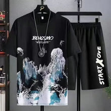 2025 Summer Thin casual Men set Manga Graffiti Tees T-shirt+shorts 2-piece Comfortable and breathable men Top Print Tshirts sets
