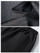 Stripe Sets Men 10XL 11XL Plus Size Suits Stripe Cargo Shirts Jacket Pants Male Fashion Casual Spring Autumn Suits Big Size 11XL