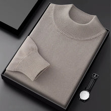 Men's Thick Sweater 100% Cotton Half high collar  Knitted Hoodie Fashion Jacquard Bottom Sweater Autumn/Winter Warm Men's Wear