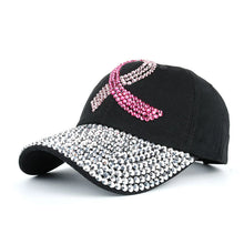 HOPE Believe Pink Ribbon Sparkly Denim Cap Breast Cancer Awareness Washed Dad Hats Rhinestone Bling Breast Cancer Survivor Gifts