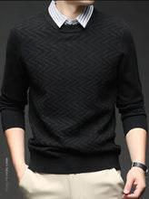 Men's Knit Sweater with Shirt Collar - Gray Vintage Style Fake Layered Business Casual Pullover Old Money Style Top