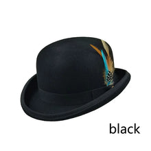 Men top hat Wool Bowler Hat Derby Hat Autumn Winter Vintage British Style Jazz Cap Presidential Hat 11 cm high magician hat