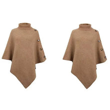 Fashion Winter Women Turtleneck Irregular Loose Pullover Shawl Cape Sweater Solid Color Autumn Knitted Long Tops Casual Clothing