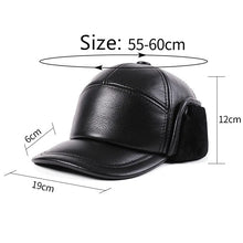 New Winter Cowhide Leather Warm Bomber Hats For Men Fur Wool Plush Thickened Coldproof Earmuffs Hats Natural Genuine Leather Cap
