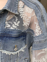 Lace Denim Jackets for Women Streetwear Patchwork Frayed Edges