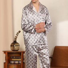 Plus Size Men's Sleepwear 2PCS Pajamas Set Spring Autumn Long Sleeve Trouser Pijamas Suit Loungewear Loose Silk Satin Home Wear
