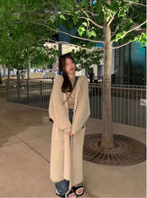 korean fashion hooded long cardigan women 2024 knitted long sleeve winter korean style clothes long sleeve knitwears fall pink