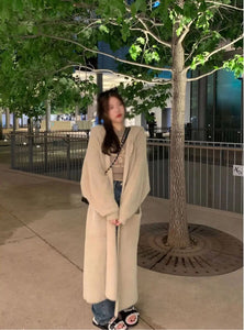 korean fashion hooded long cardigan women 2024 knitted long sleeve winter korean style clothes long sleeve knitwears fall pink