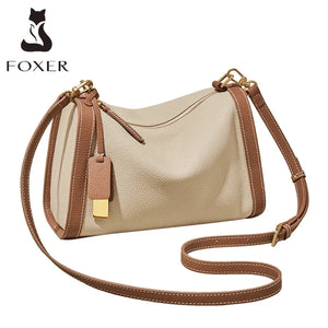 FOXER Women's Genuine Leather Shoulder Bag Vintage Soft Messenger Bag