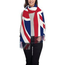 Custom UK Flag Tassel Scarf Women Winter Warm Shawl Wrap