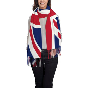 Custom UK Flag Tassel Scarf Women Winter Warm Shawl Wrap