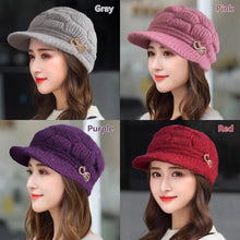 Winter Warm Hat Knitted Hat Casual Fashion Mom Cap Grandmother Hat Plush Thickened Fleece-Lined Warm Wool Christmas Gift