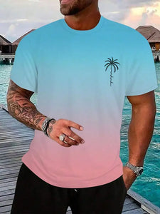 Summer Casual  Hawaiian Men's Fashion T-shirt Short Sleeve 3D Print